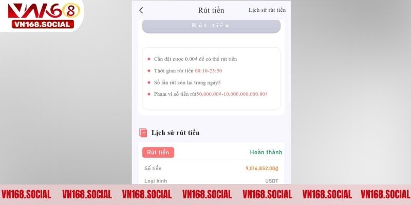 Quy trình rút tiền Vn168 đảm bảo an toàn